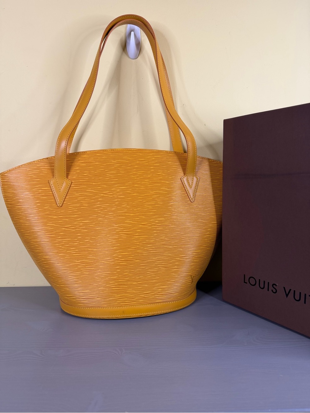 Louis Vuitton Epi Saint Jacques Long Strap Leather Tote in Mustard Yellow
